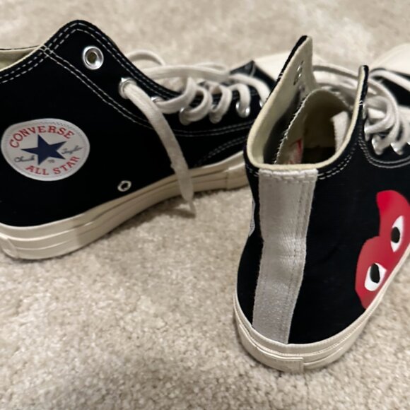 Converse Comme des Garçons PLAY x Chuck 70 2022 High Black - Woman Size 8 - Picture 6 of 8